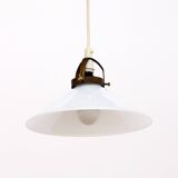 Vintage hanging lamp by Soholm made of white glass, 1970