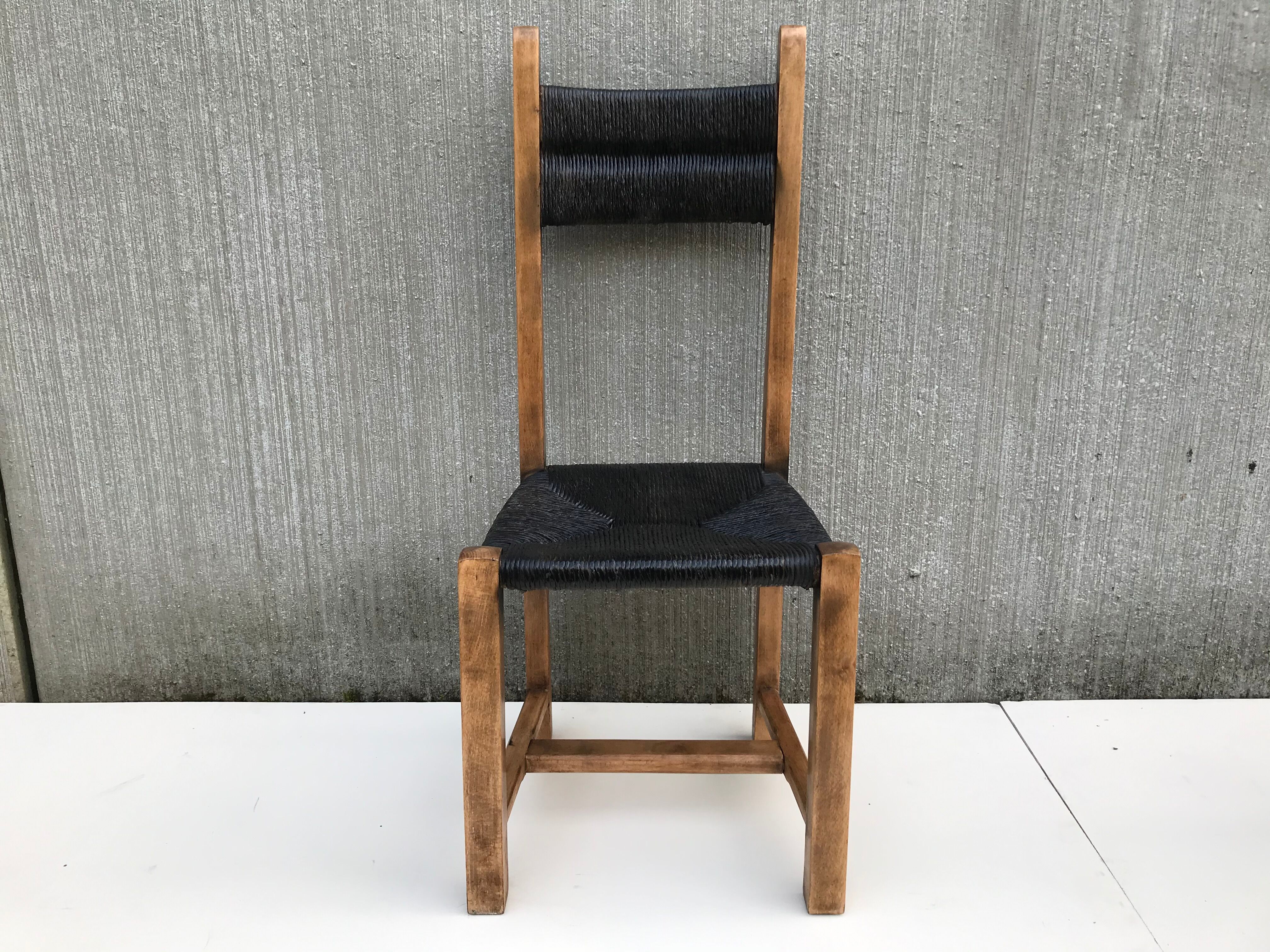 Suite of 4 straw chairs circa 1960