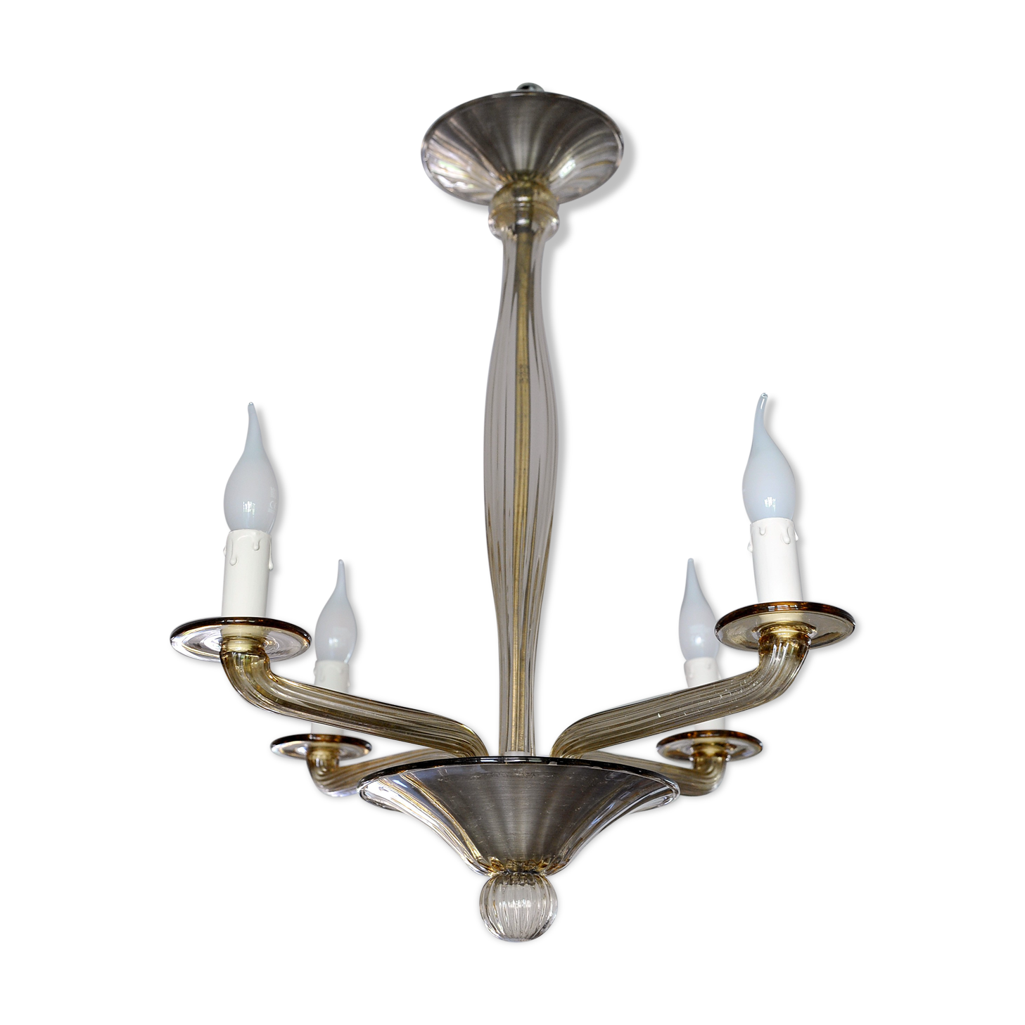 Smoked glass chandelier by Bucella Murano, 1940