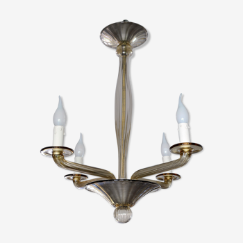 Smoked glass chandelier by Bucella Murano, 1940