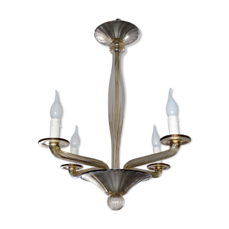 Smoked glass chandelier by Bucella Murano, 1940