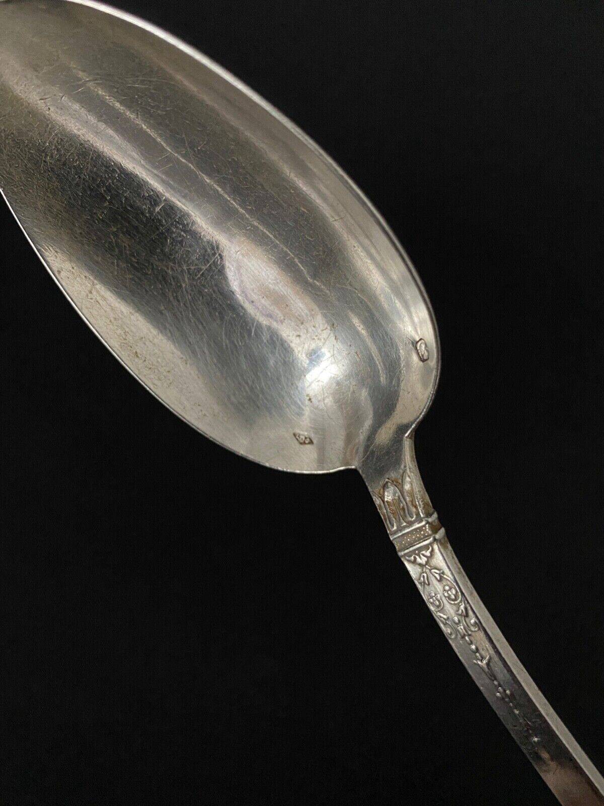 Pair of Gorini silver cutlery, Empire style, Minerva hallmark and richly decorated monogram