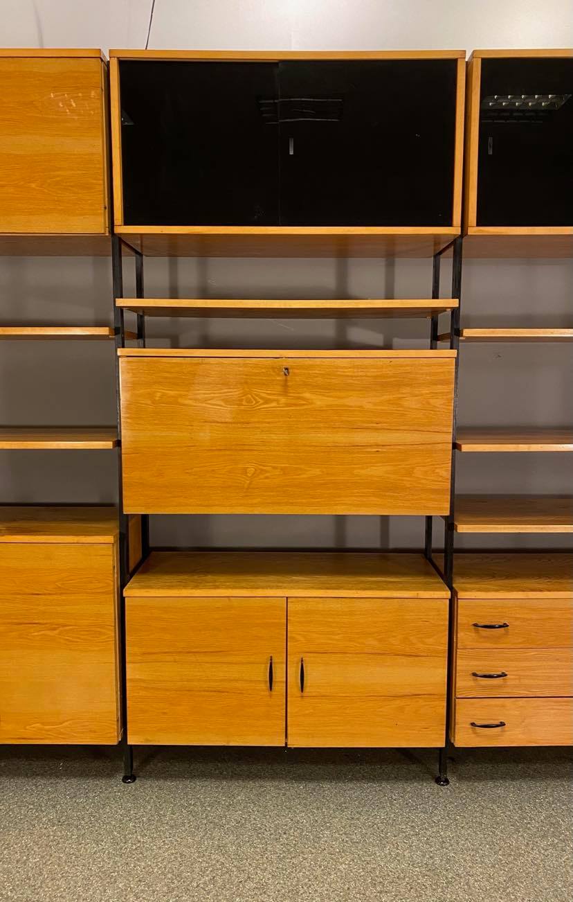 Modular bookcase with vintage wardrobe 60