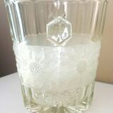 Champagne bucket, Art Deco style and period, thick, molded, frosted crystal