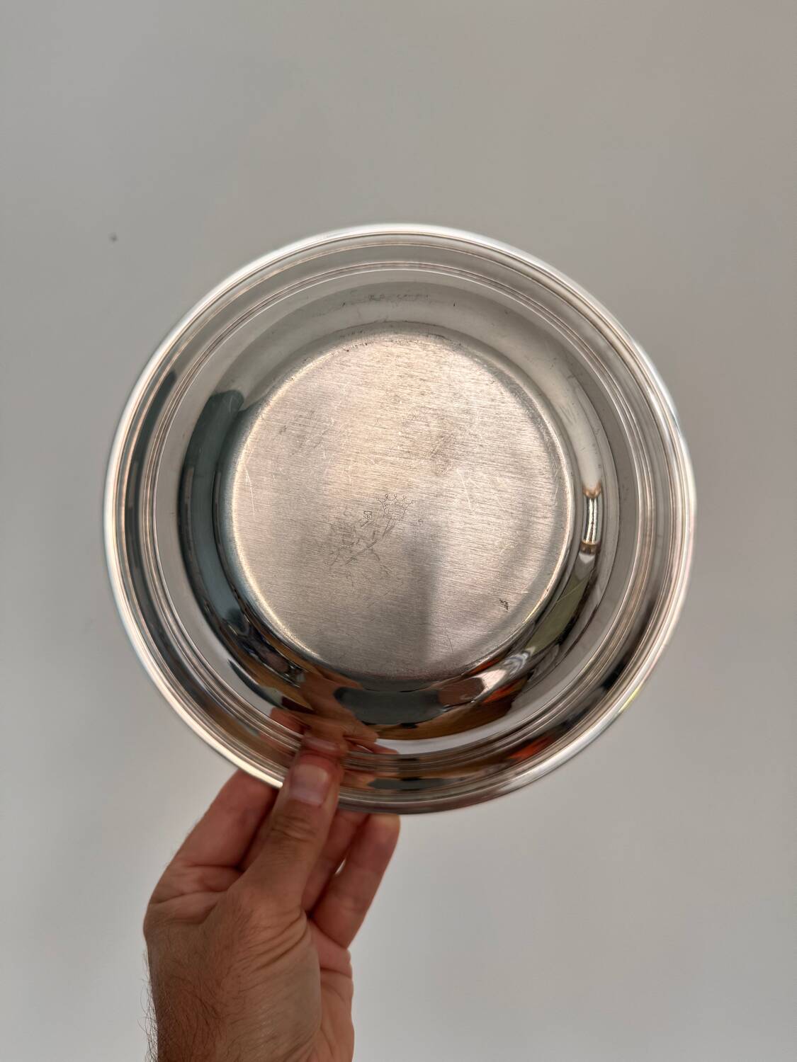 Large bowl, salad bowl, Bouillet Bourdelle cup in silver metal