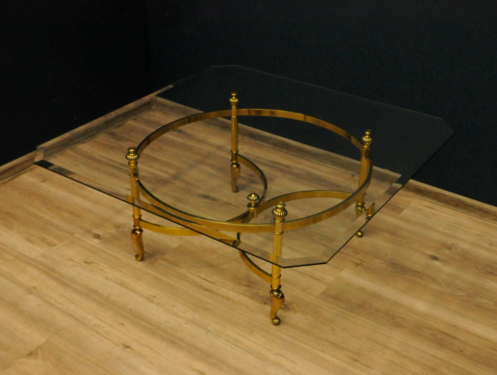 Glass coffee table and gilding Hollywood Regency