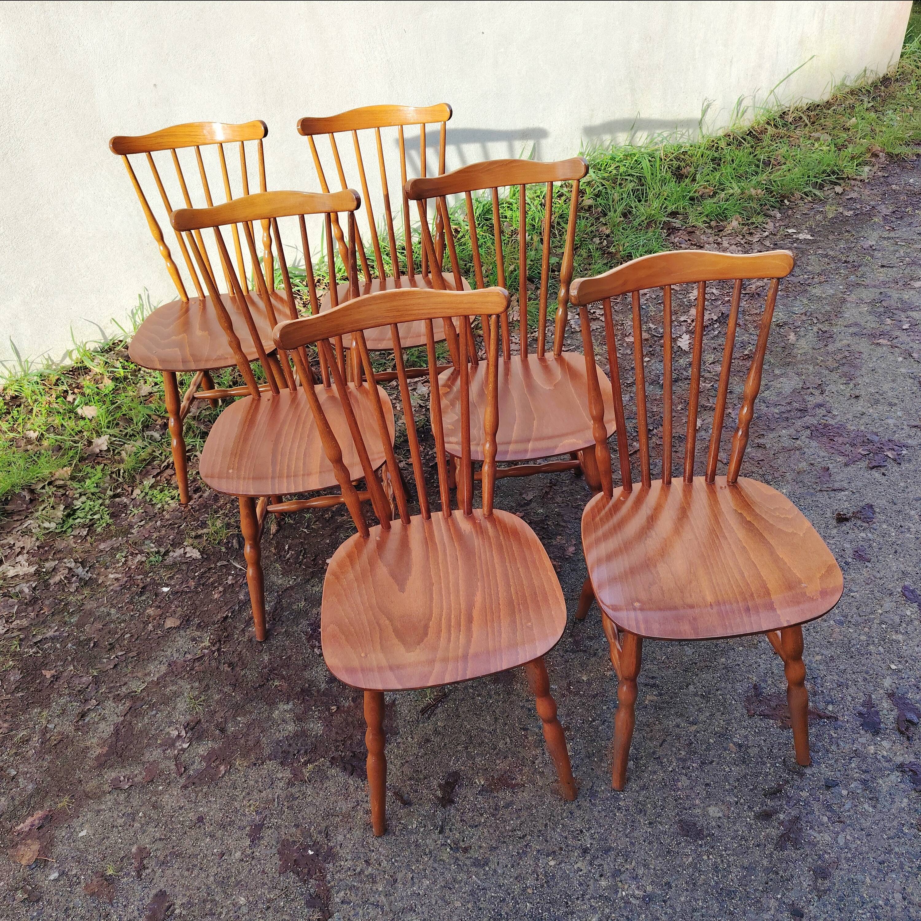 Lot of 6 Baumann chairs, Tacoma model, vintage, bistro.