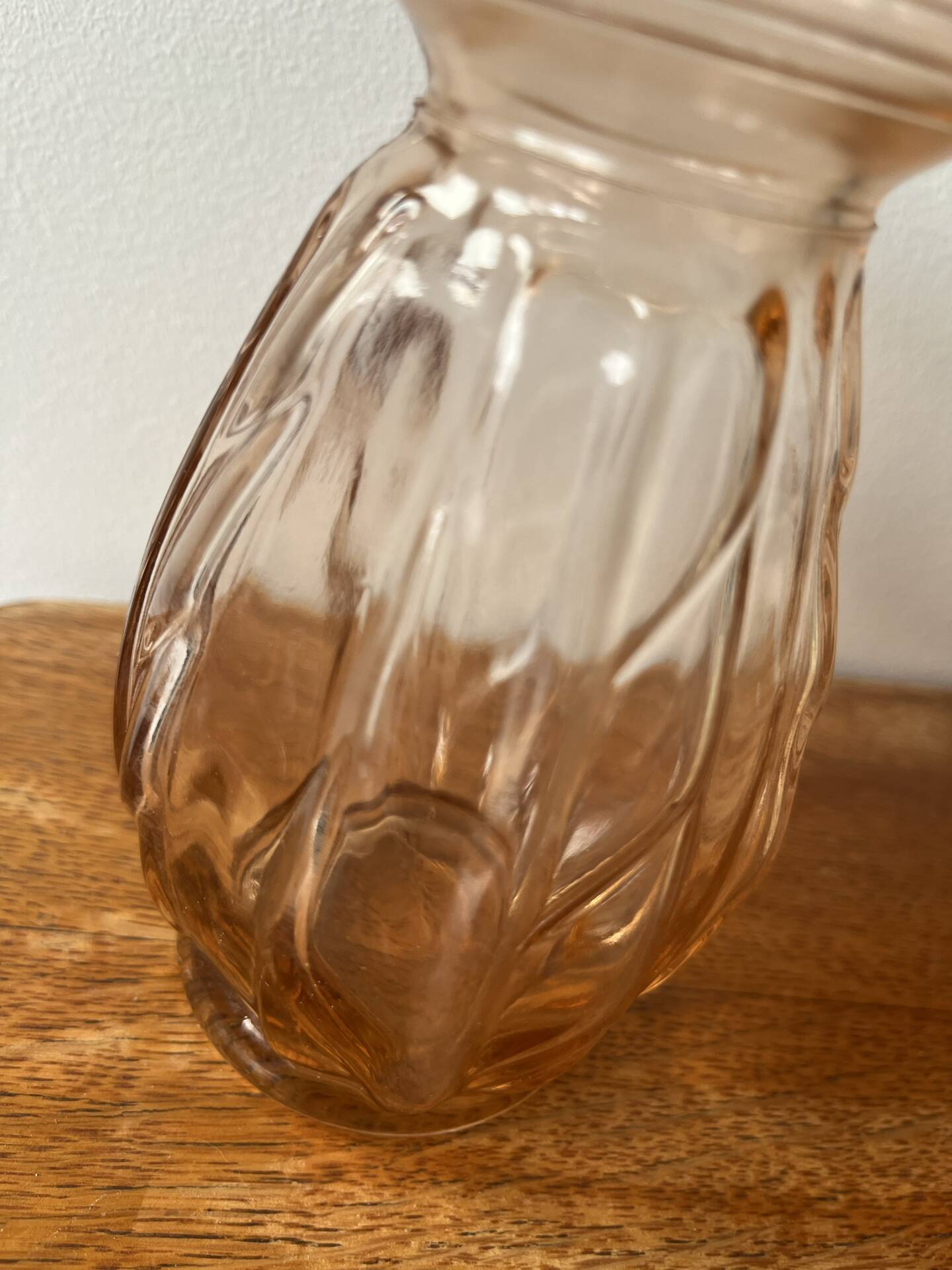 Vase pour bulbes verre rosé art déco 
