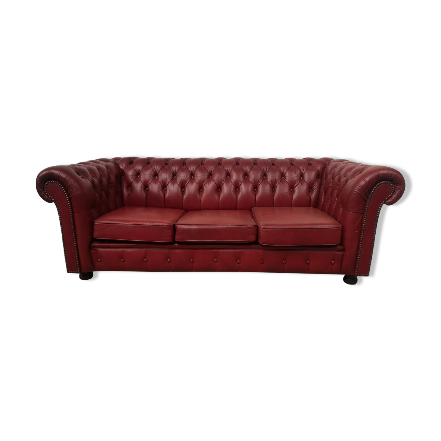 Sofa chesterfield convertible red leather