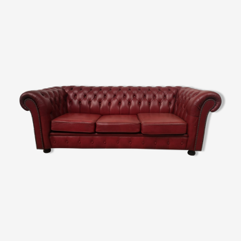 Sofa chesterfield convertible red leather