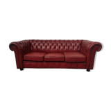 Sofa chesterfield convertible red leather