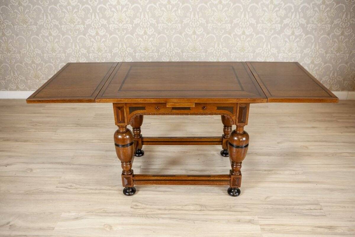 Dutch Extendable Oak Side Table, Late 19th Century
