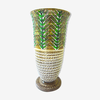 Vase cornet art deco porcelain enamelled of Lucien Brisdoux (1878-1963)