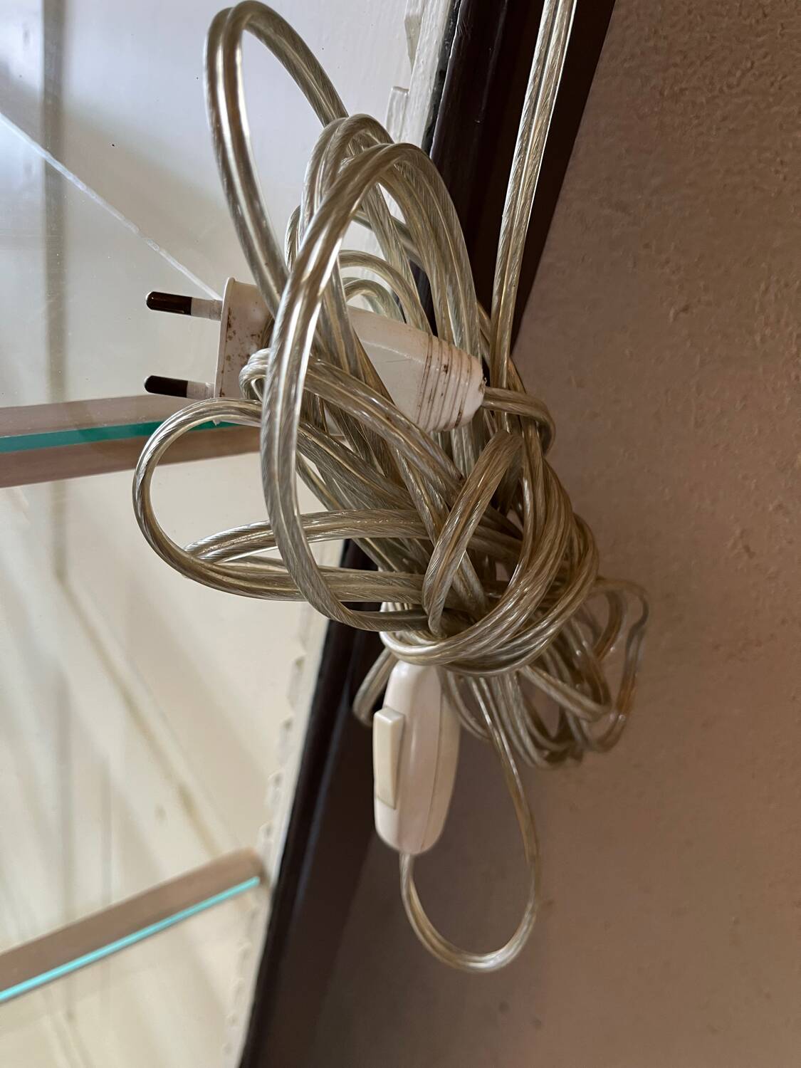 Old wooden glass display case