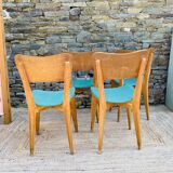 Set of 4 vinyl and wood chairs