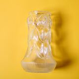 Vintage Pressed Glass Vase / Mid-Century Floral Pattern / Glass Union 1960s