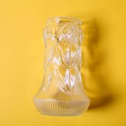 Vintage Pressed Glass Vase / Mid-Century Floral Pattern / Glass Union 1960s
