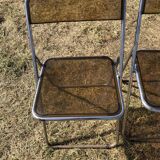 Lot 5 folding chairs in brown plexiglass 70s
