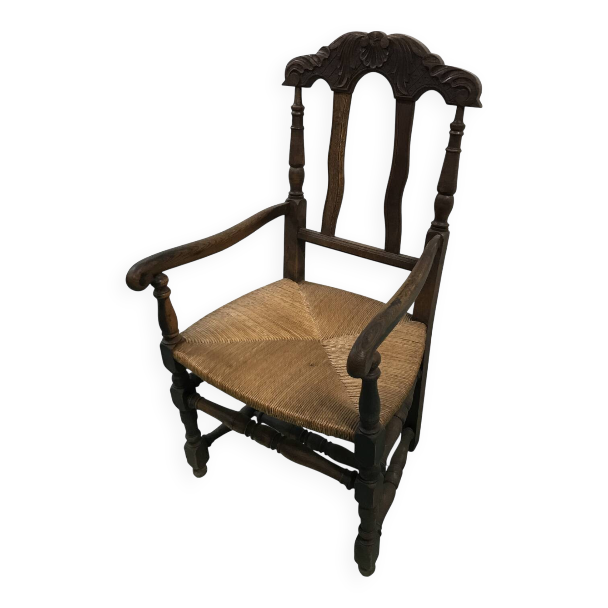 Rustic straw armchair