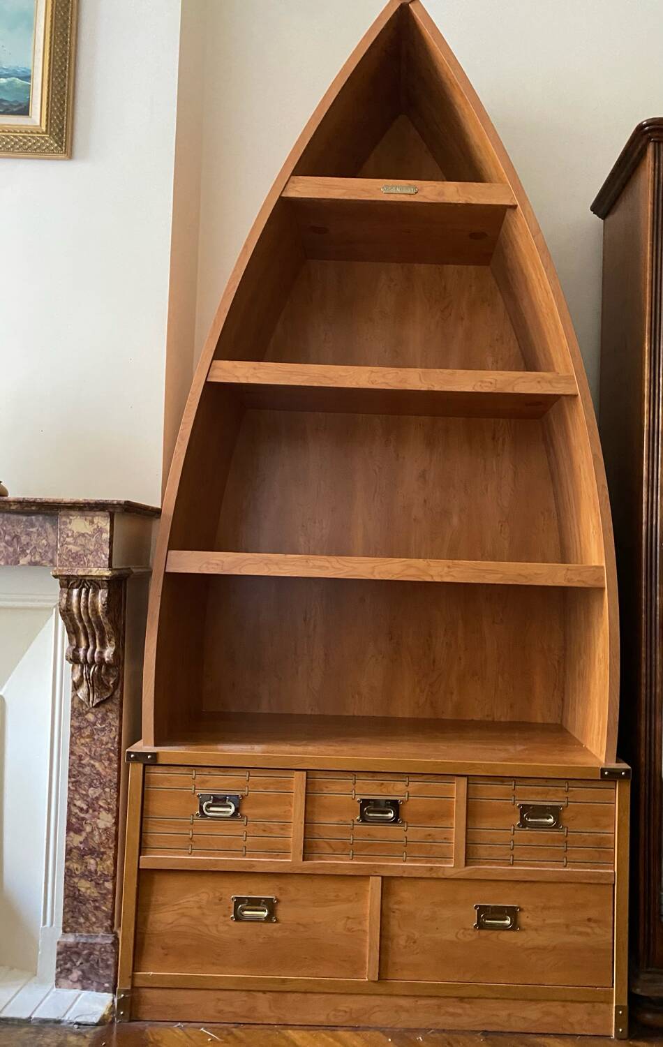 Boat-shaped bookcase - Calypso model from the Gauthier collection