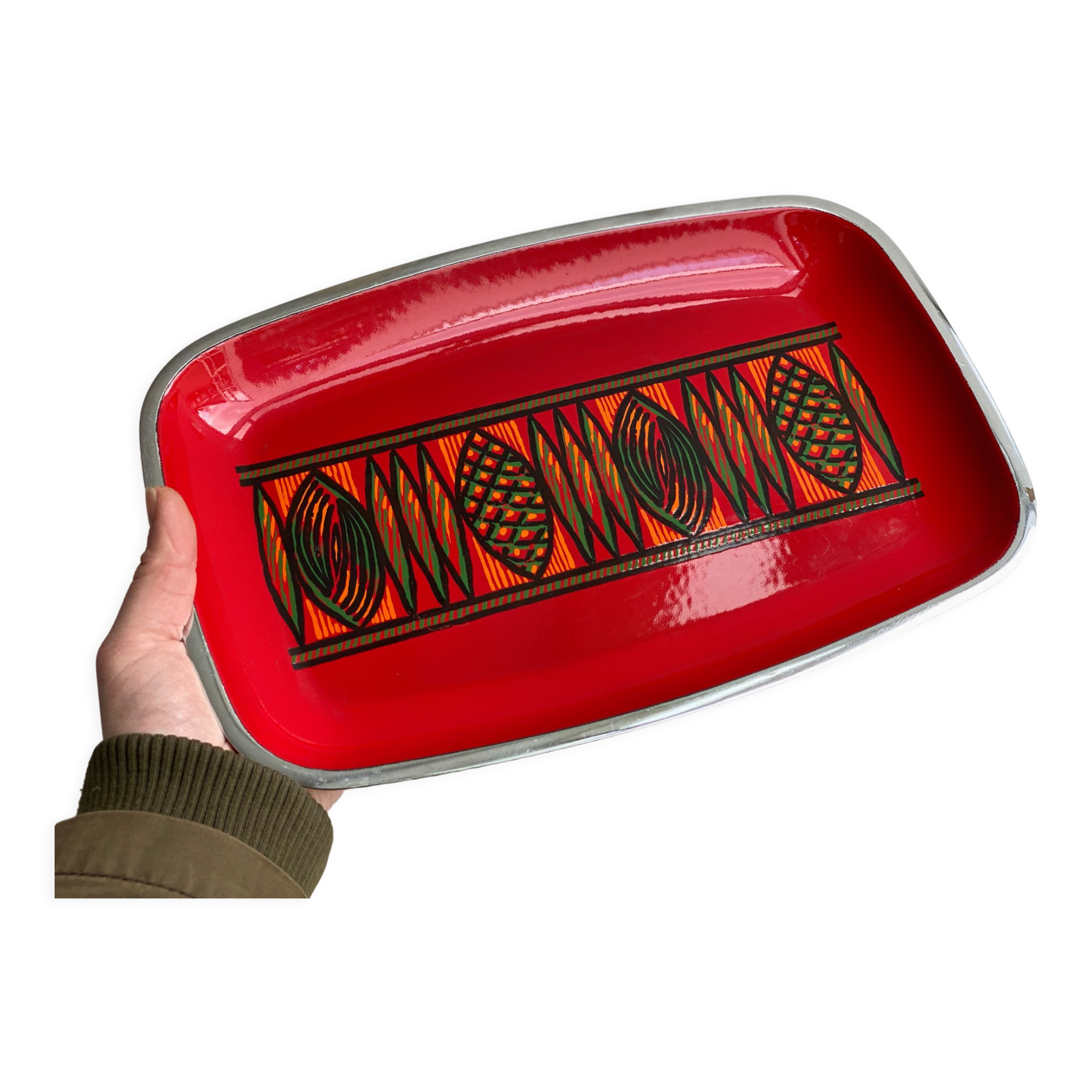 Vintage red enamel SILIT tray / serving dish