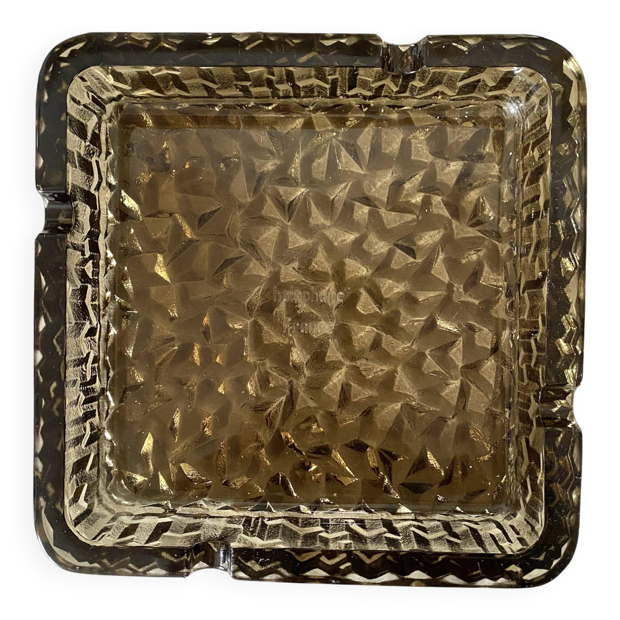 Vintage holophane glass ashtray France, 1970