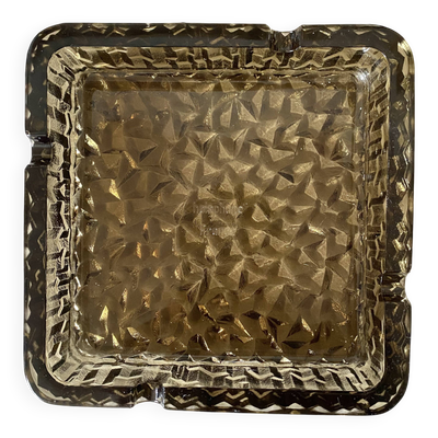 Cendrier vintage en verre holophane France, 1970