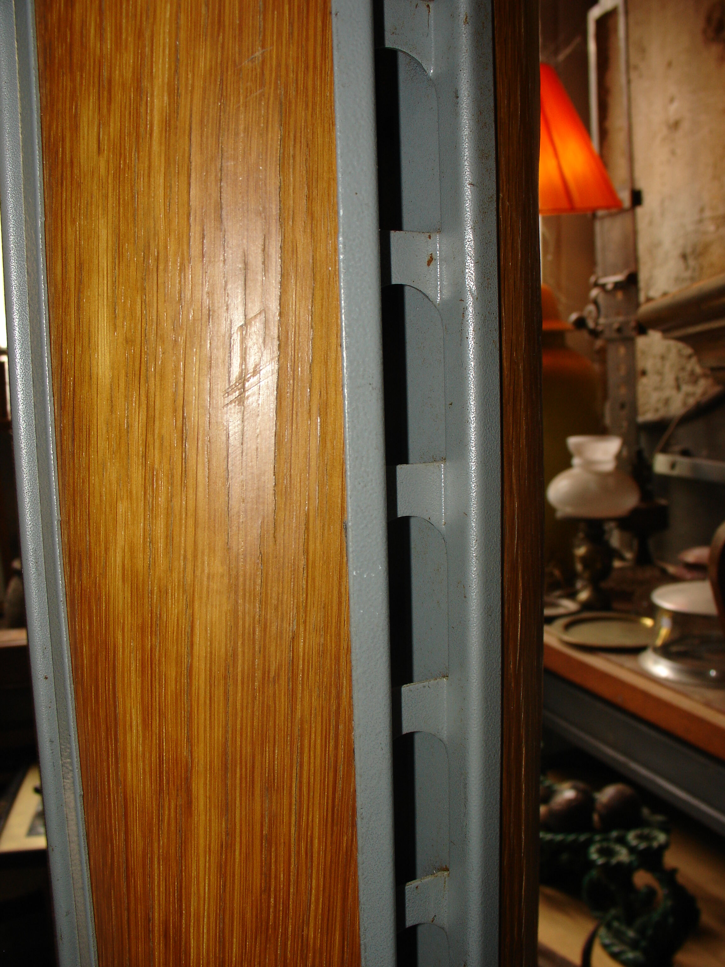 PHILIPS floor lamp, wood and grey painted steel, circa 1970