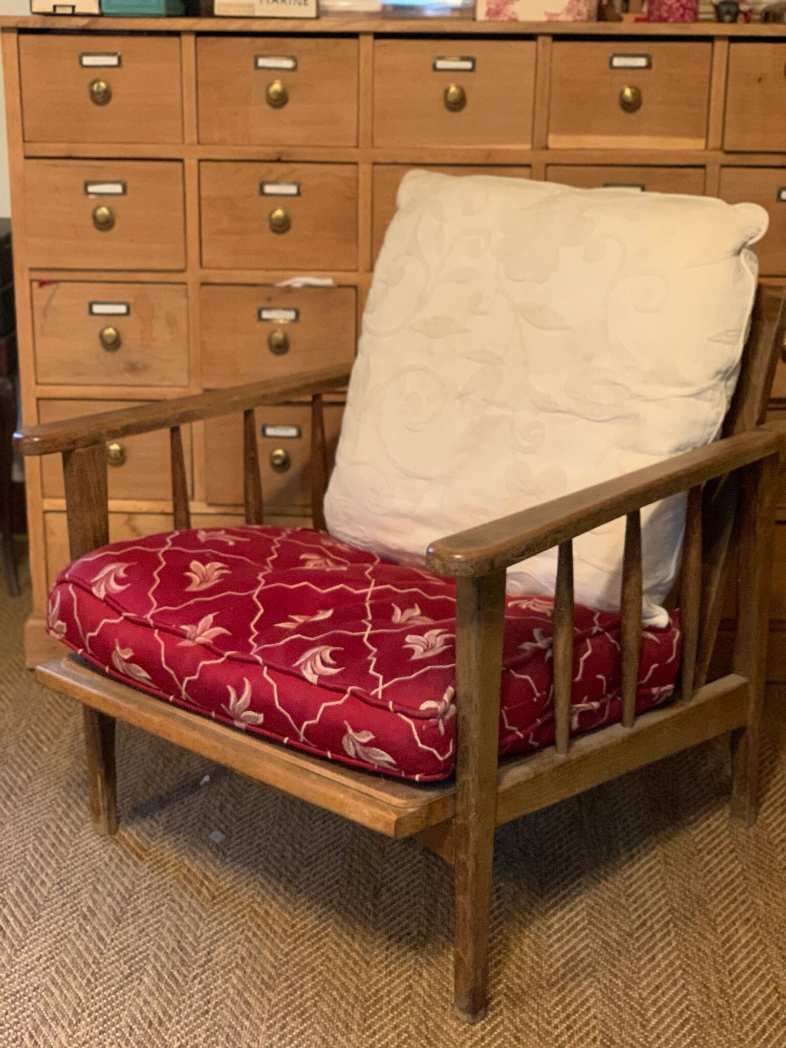 Scandinavian old wooden armchair
