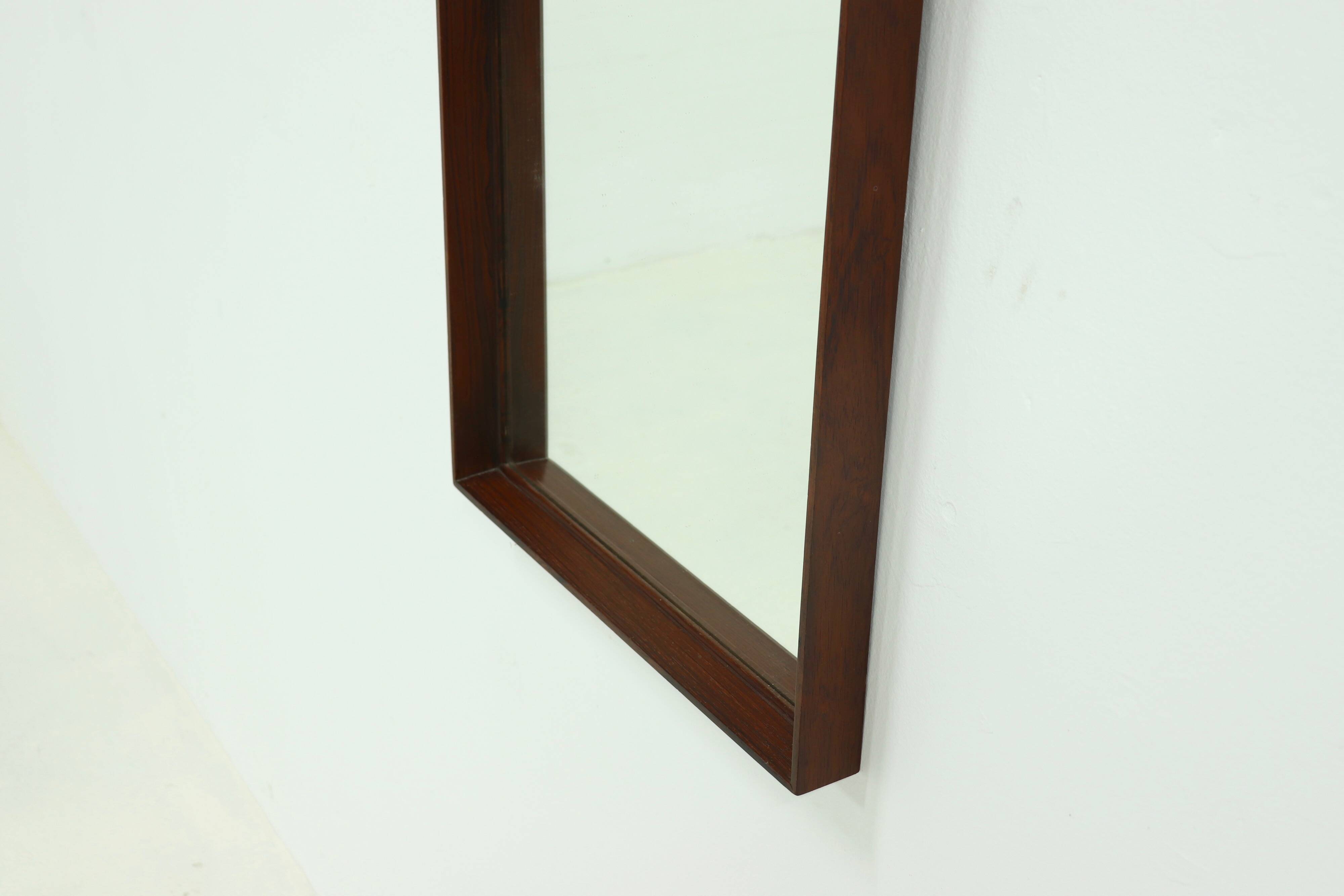 Large Scandinavian Rectangular Rosewood Mirror 1960s