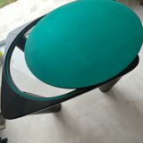 Square table mutlifunction Italian design, signed reversible board for the game, bar legs