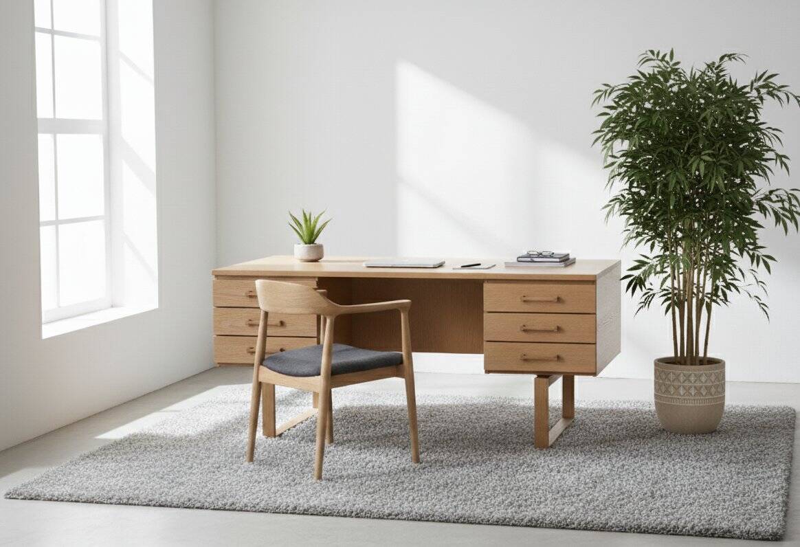 Vintage Oak Desk by Henning Jensen & Torben Valeur for Dyrlund, Denmark, 1960s