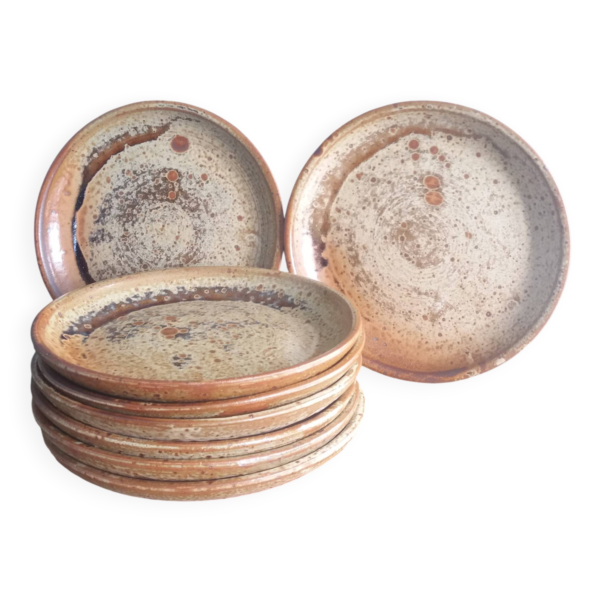 Dessert or cheese plates in Puisaye stoneware, Jean-Pierre Prud’homme