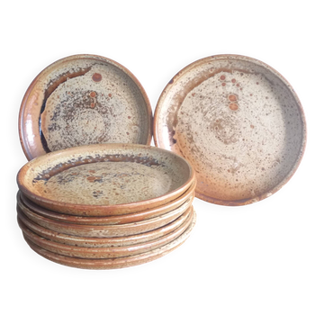 Dessert or cheese plates in Puisaye stoneware, Jean-Pierre Prud’homme