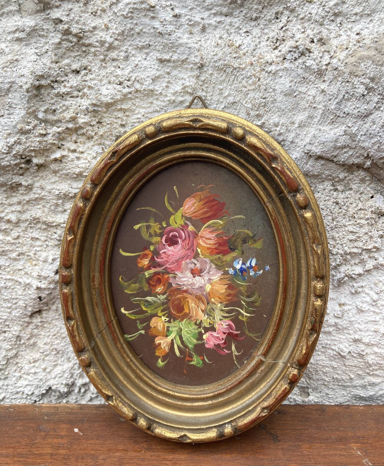 Small vintage flower painting