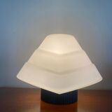 Pair of lamps in opaline glass and metal, 1980