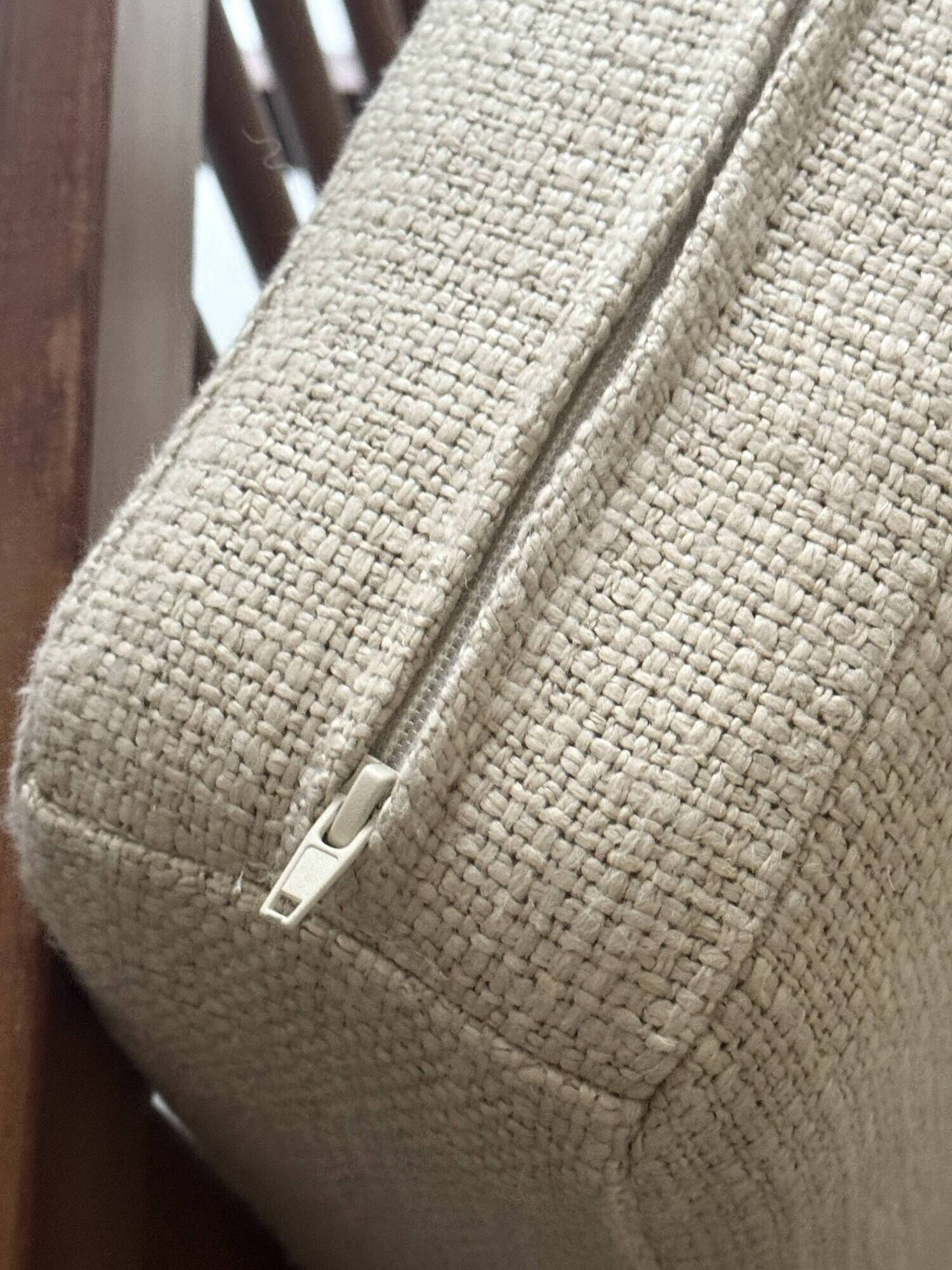 Scandinavian armchair in wood, Pierre Frey fabric, refurbished, Denmark 1950.