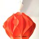Orange pendant lamp in pleated plastic design 70s