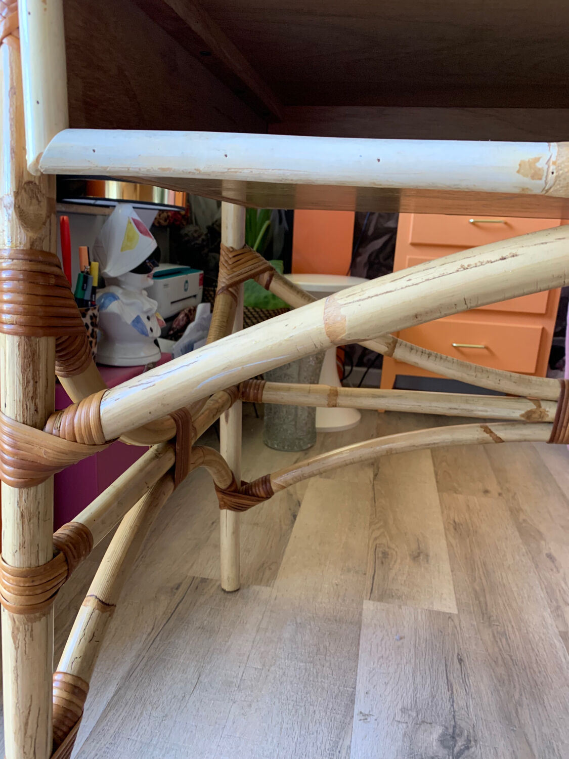 Rattan desk and canning