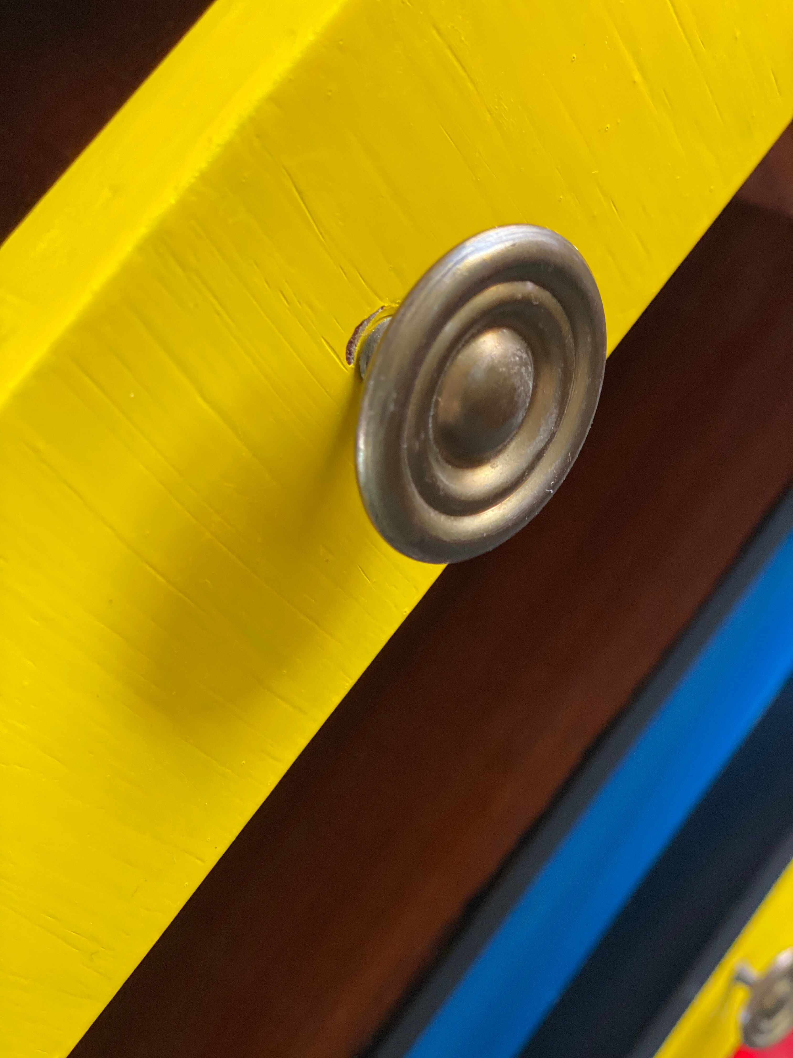 Pair of colorful massive teak night stands