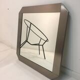 Square mirror in brushed steel