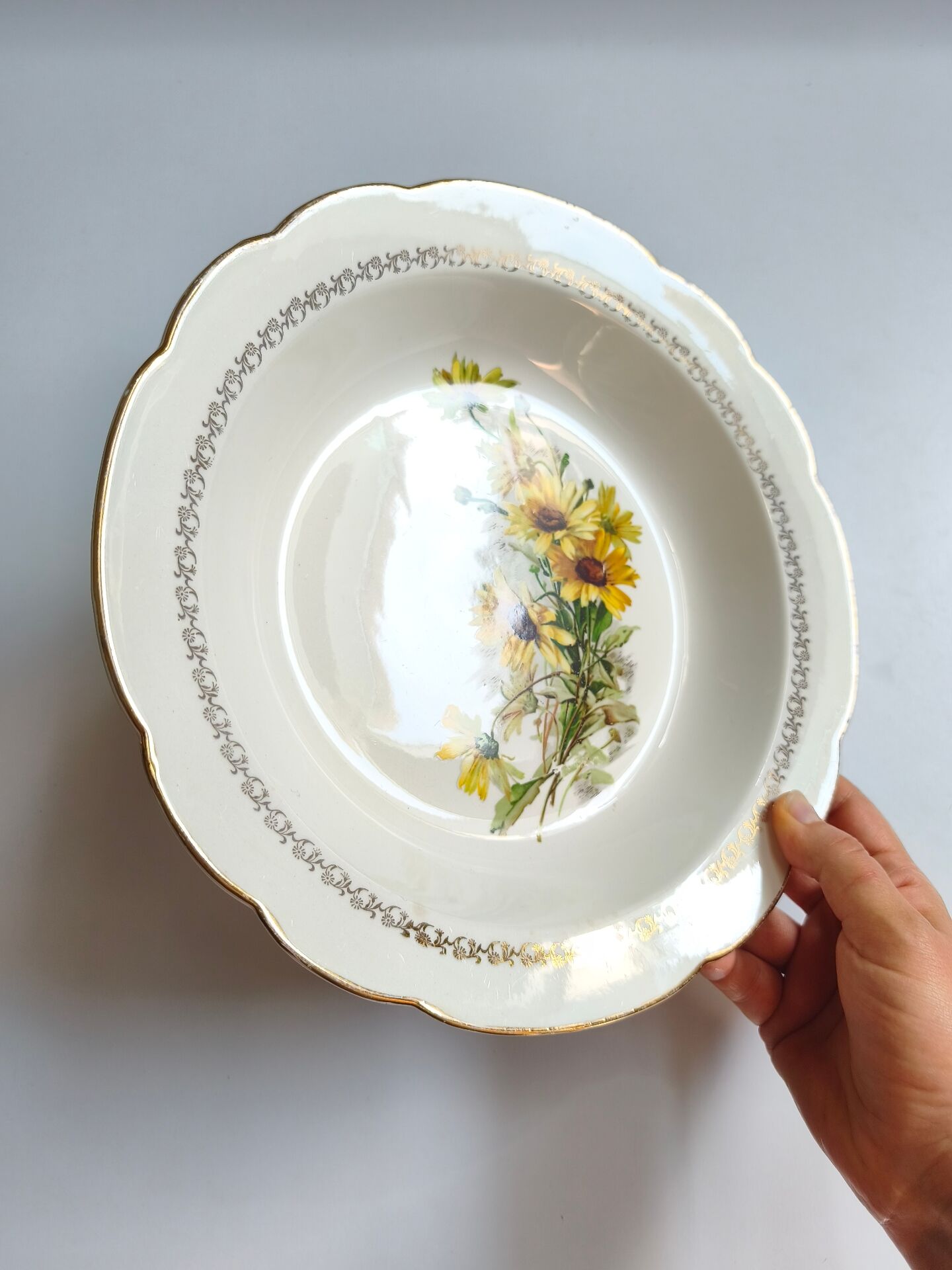 Plat creux gien marguerites vintage