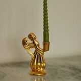 Paire de bougeoirs vintage suédois en laiton en forme d'ange, de la marque Skultuna.