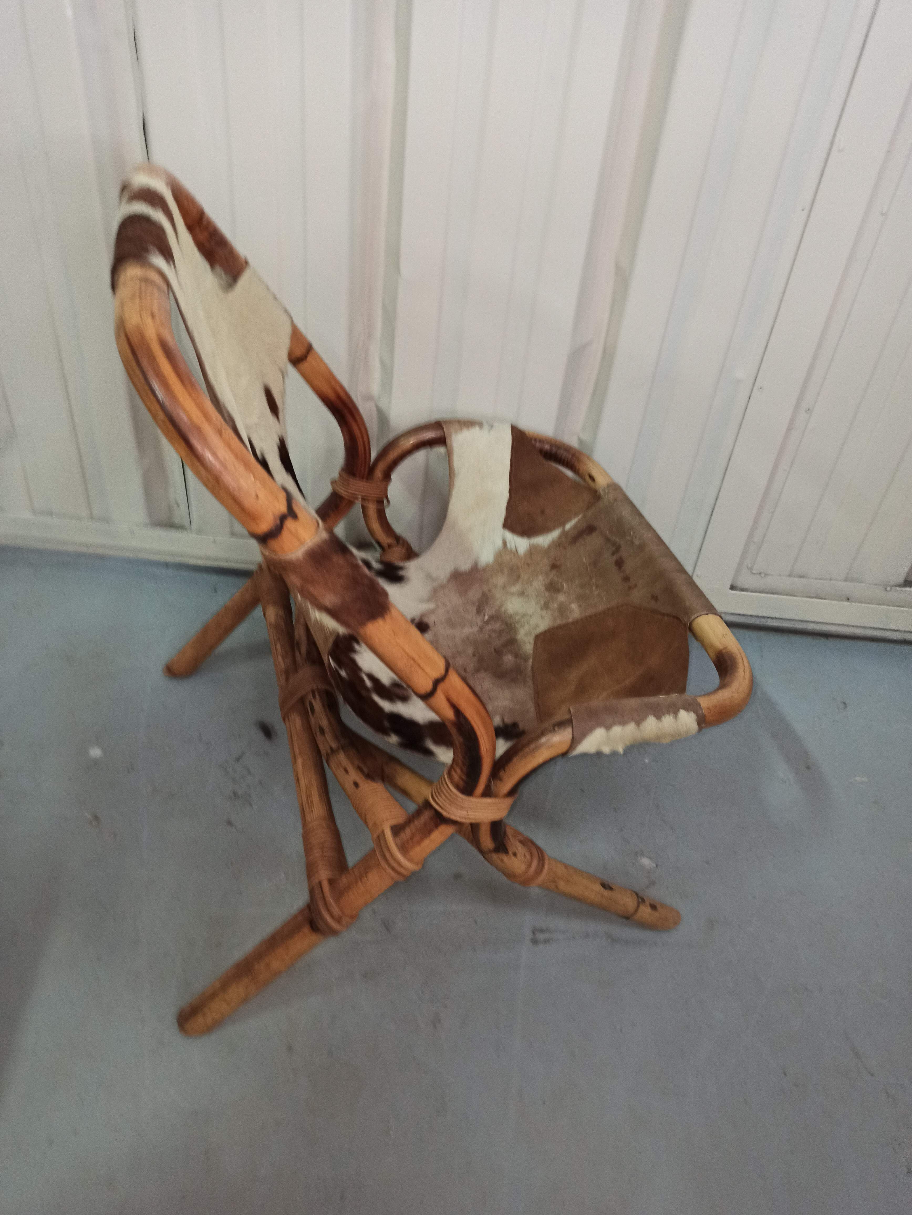 Pair of armchairs bamboo leather skin rohé noordwolde