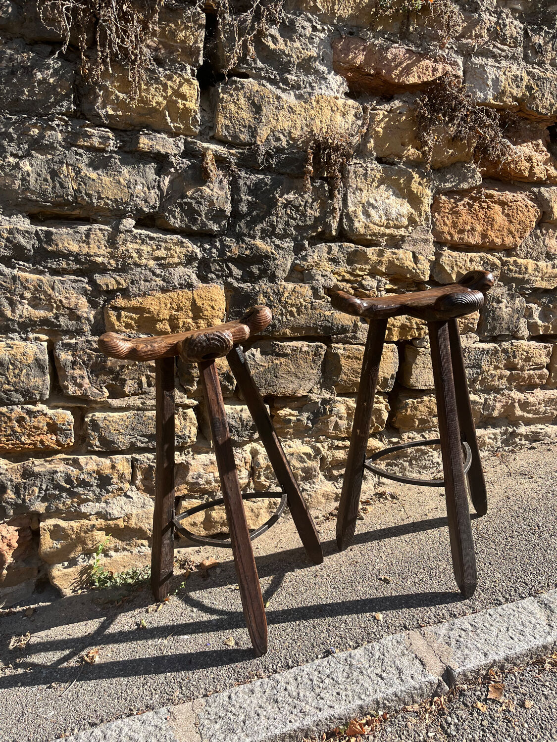 2 Brutalist "Marbella" bar stools, Confonorm Spain, 1960s