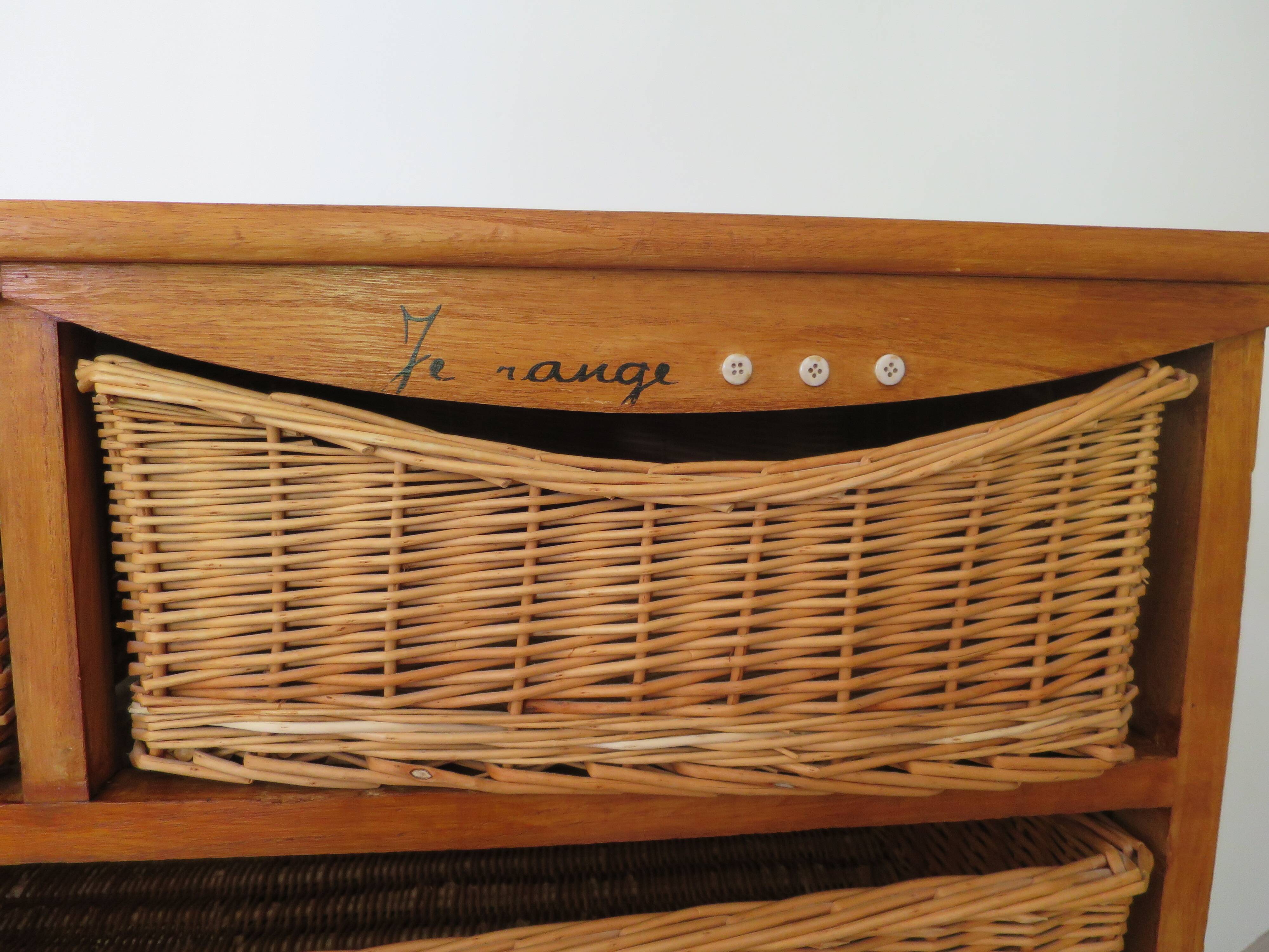 Storage furniture - wooden chest of drawers - 8 wicker drawers - bohemian countryside