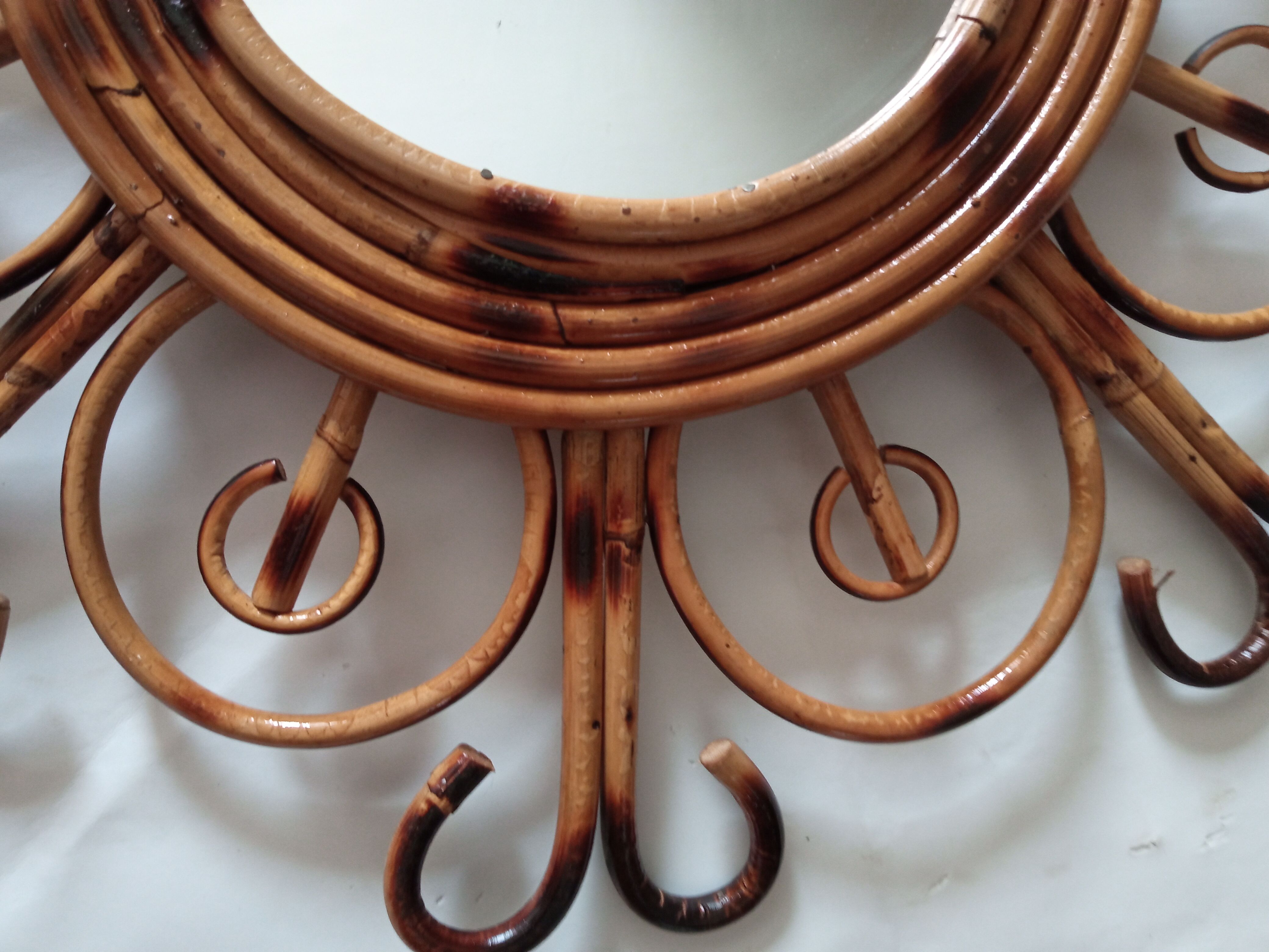 Vintage bamboo mirror 55cm