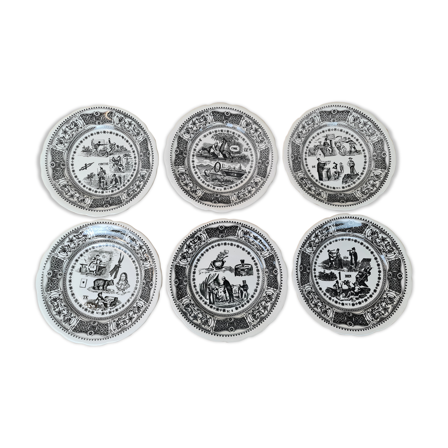 6 Gien "talking" plates