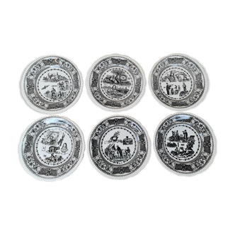 Série de 6 assiettes "parlantes" Gien