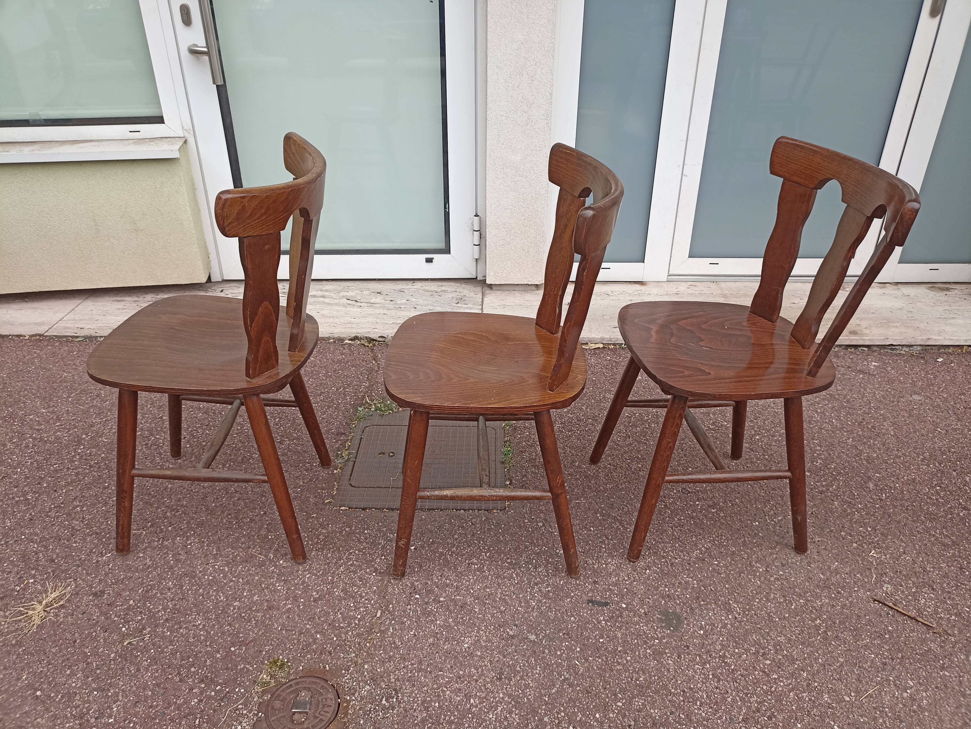 Lot 7 chaises de bistrot bois, année 70/80/90
